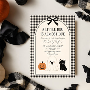 Convite Um Pequeno Boo Minimal Preto Xadrez Baby Shower