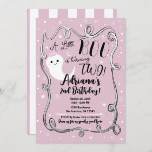 Convite Um Pequeno Boo Transformando 2 Dois Fantasmas Rosa
