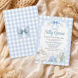 Convite Um Pequeno Chá de Bebê Cottagecore Azul de Ganso B