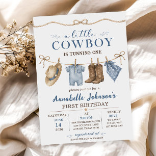 Convite Um Pequeno Chá de Bebê Cowboy Menino