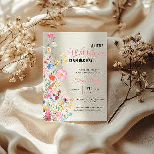 Convite Um Pequeno Chá de Bebê de Aquarela de Flor Silvest