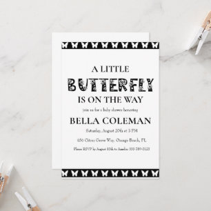 Convite um pequeno chá de bebê de borboleta