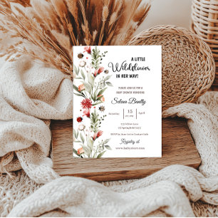 Convite Um Pequeno Chá De Bebê De Flor Selvagem Ladybug