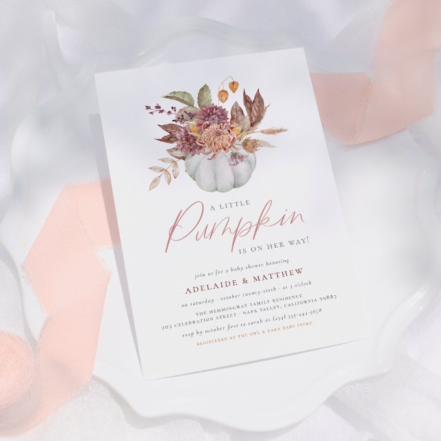 Convite Um Pequeno Chá De Bebê De Pumpkin Boho Floral Fall (Criador carregado)