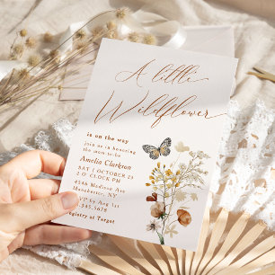 Convite Um Pequeno Chá de Bebê Elegante de Flor Silvestre