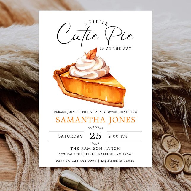 Convite Um Pequeno Chá de fraldas De Abóbora De Pizza (Criador carregado)