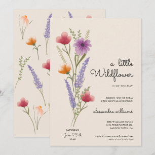 Convite Um Pequeno Chá de fraldas de Aquarela de Flor Selv