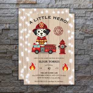 Convite Um Pequeno Chá de fraldas de Bombeiros Hero