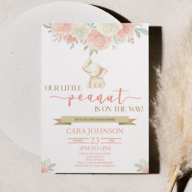 Convite Um pequeno Chá de fraldas de elefante bebê mãe (Criador carregado)