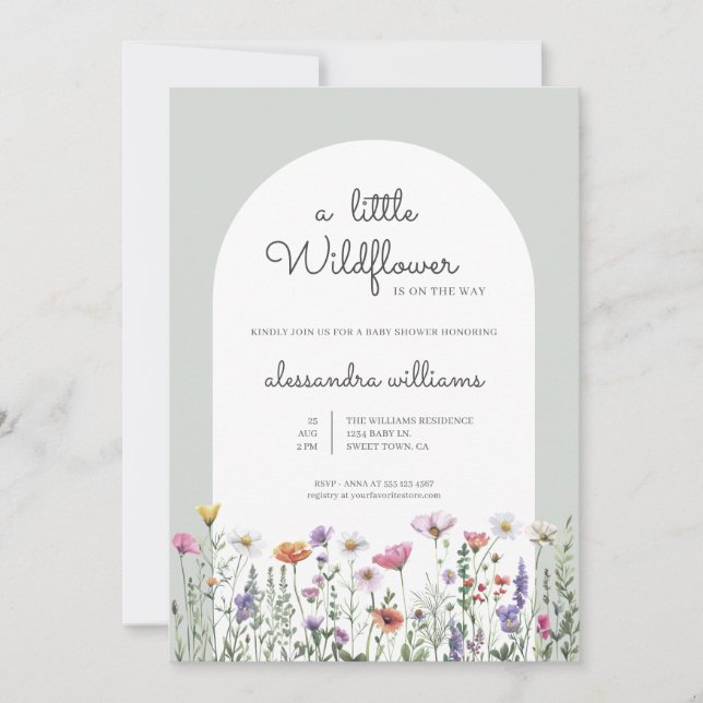 Convite Um pequeno Chá de fraldas de flor selvagem (Frente)