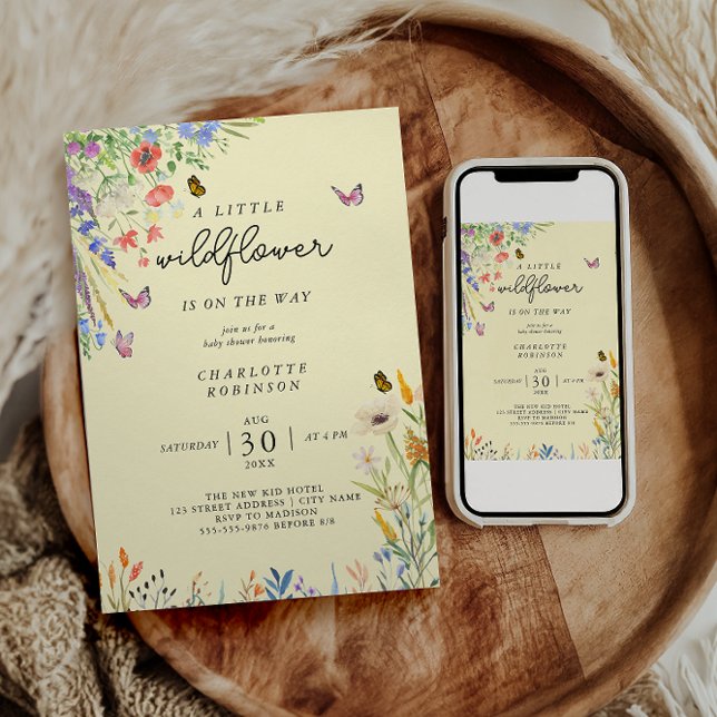 Convite Um pequeno Chá de fraldas de flor selvagem (Criador carregado)