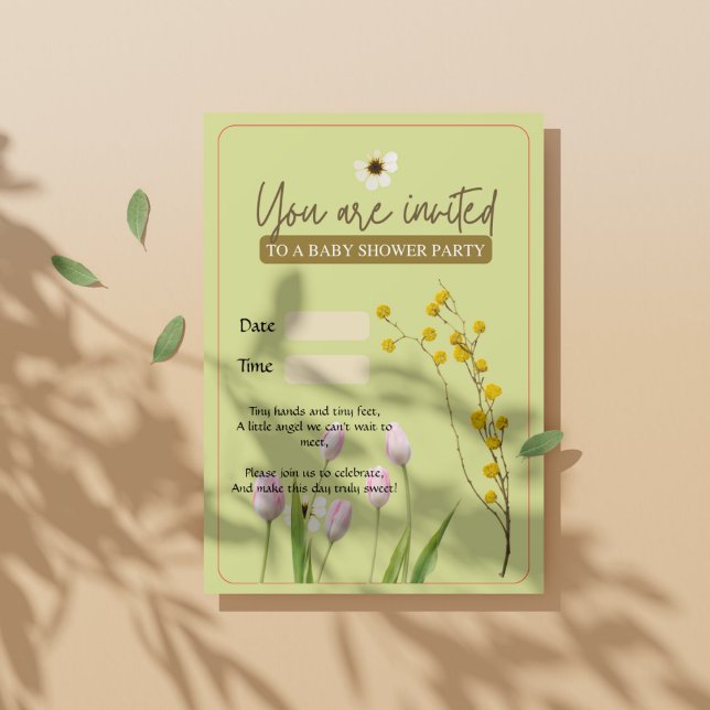 Convite Um pequeno Chá de fraldas de flor selvagem elegant (#invitation)