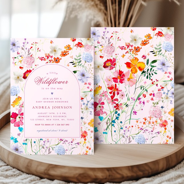 Convite Um Pequeno Chá de fraldas De Flores Rosa De Flor S (Criador carregado)