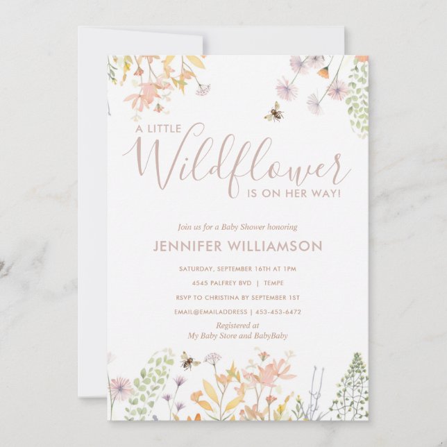 Convite Um Pequeno Chá de fraldas De Garota Marinha (Frente)