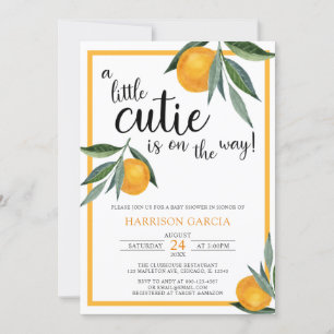 Convite Um Pequeno Chá de fraldas De Laranja De Clementin