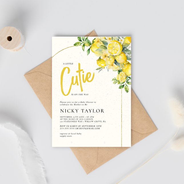 Convite Um Pequeno Chá de fraldas de limão (Criador carregado)