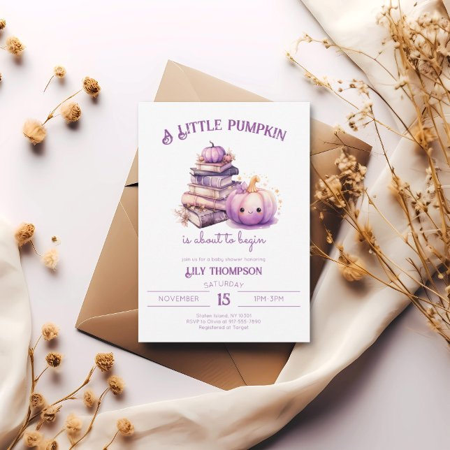 Convite Um Pequeno Chá de fraldas de outono de Abóbora (Criador carregado)