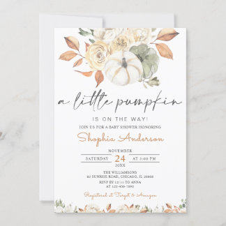 Convite Um Pequeno Chá de fraldas De outono Floral De Abób