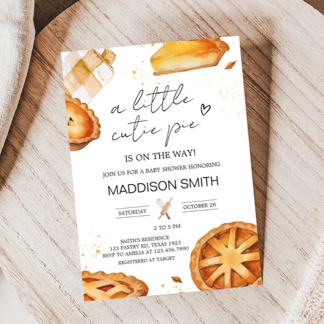 Convite Um Pequeno Chá de fraldas De Pizza (Minimalist Little Cutie Pie Baby Shower Invitation)