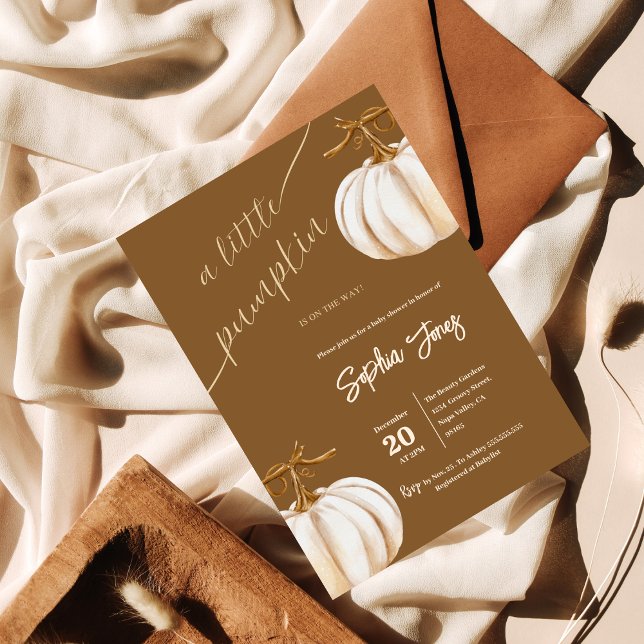 Convite Um pequeno chá de fraldas de Pumpkin Fall Boho (Criador carregado)