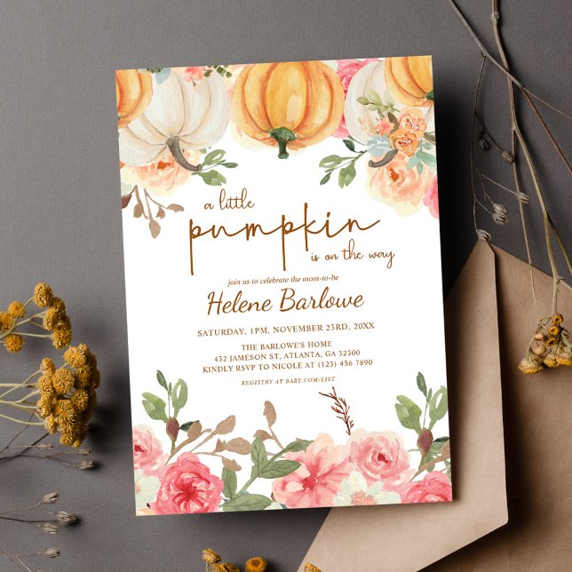 Convite Um Pequeno Chá de fraldas De Queda Russa De Boho (A Little Pumpkin Boho Rustic Fall Baby Shower Invitation)