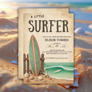 Convite Um pequeno Chá de fraldas de Surfer Vintage