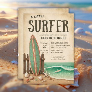 Convite Um pequeno Chá de fraldas de Surfer Vintage