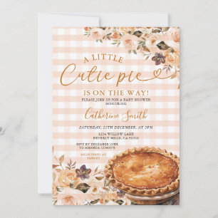 Convite Um pequeno Chá de fraldas de torta Gingham Fall Fl