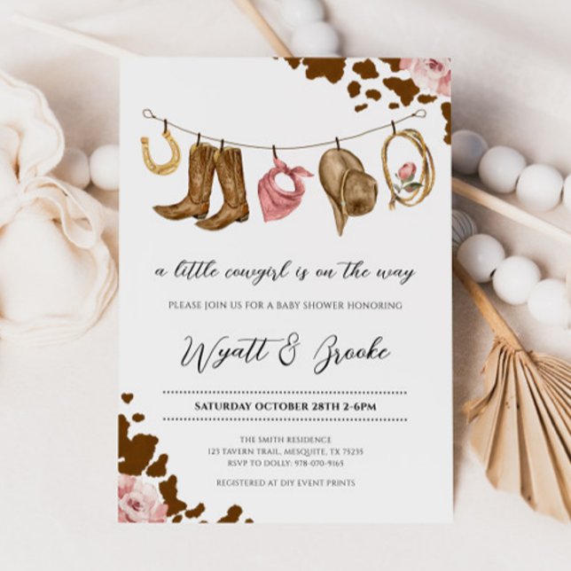 Convite Um pequeno Chá de fraldas de vaquinha (Criador carregado)