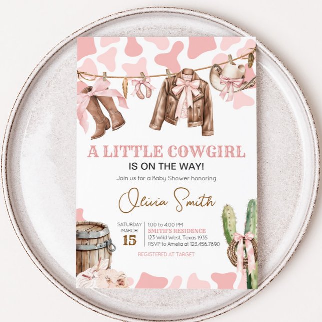 Convite Um pequeno Chá de fraldas de vaquinha (A Little Cowgirl Rodeo Baby Shower Invitation)
