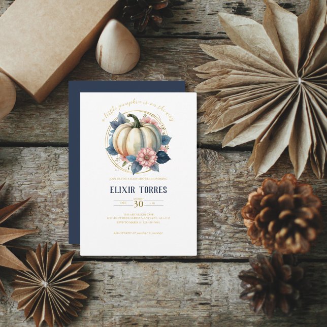 Convite Um Pequeno Chá de fraldas Floral de outono de Abób (Criador carregado)