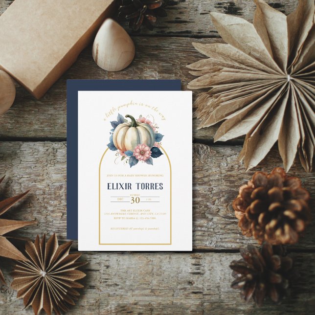 Convite Um Pequeno Chá de fraldas Floral de outono de Abób (Criador carregado)