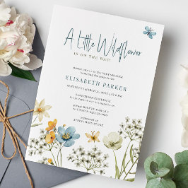 Convite Um pequeno chá de fraldas floral primavera de flor