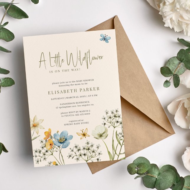 Convite Um pequeno chá de fraldas floral primavera de flor (Criador carregado)