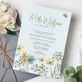 Convite Um pequeno chá de fraldas floral primavera de flor