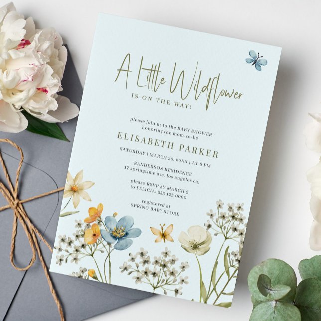 Convite Um pequeno chá de fraldas floral primavera de flor (Criador carregado)