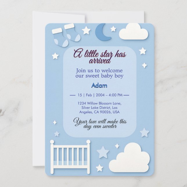 Convite Um pequeno Chá de fraldas para estrelas (Frente)