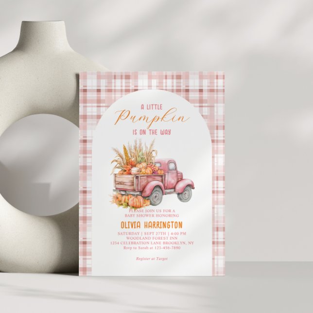 Convite Um pequeno Chá de fraldas Pink Truck Girl (Criador carregado)