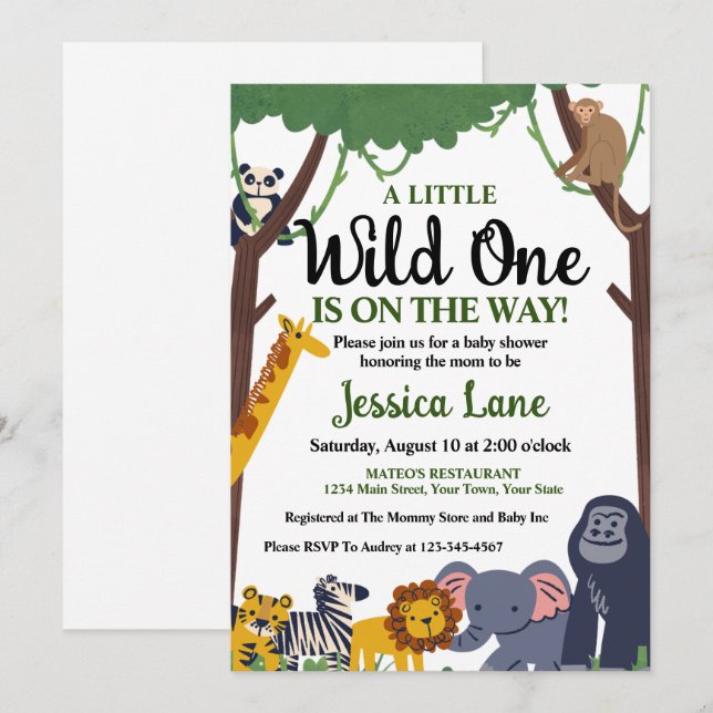 Convite Um Pequeno Chá de fraldas Selvagem (Frente/Verso)