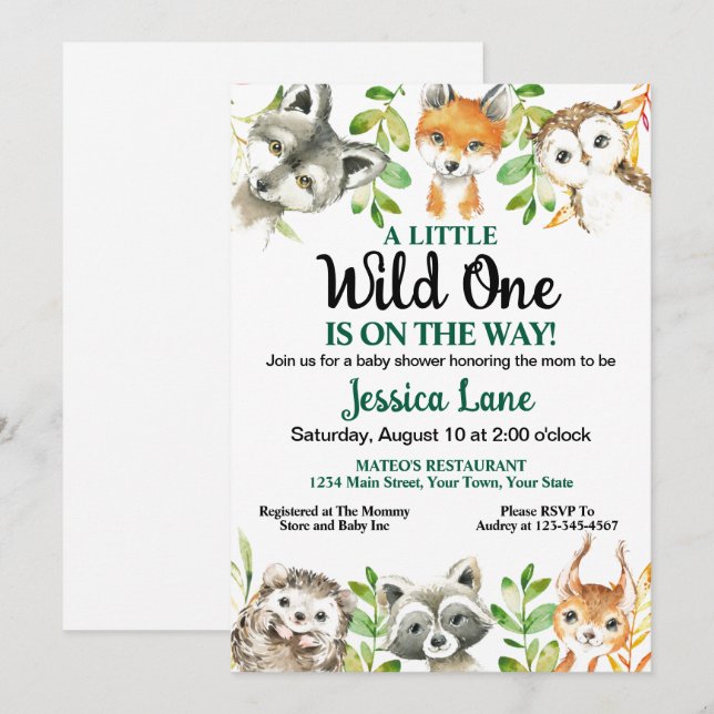 Convite Um Pequeno Chá de fraldas Selvagem (Frente/Verso)