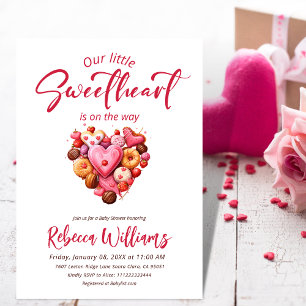 Convite Um Pequeno Chá de fraldas Vermelho Doce do Coração