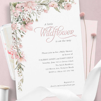 Convite Um pequeno Chá de Namorada Floral Rosa Rosa
