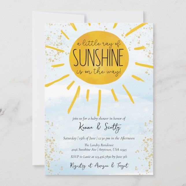 Convite Um pequeno Chá de Sunshine Baby Boy (Frente)