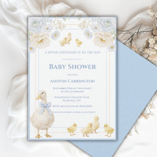 Convite Um Pequeno Chickadee Azul Amarelo Fofinho Chá de B
