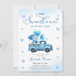 Convite Um pequeno Chuveirinho de Bebê Caminhão Azul Sweet