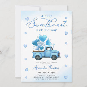 Convite Um pequeno Chuveirinho de Bebê Caminhão Azul Sweet