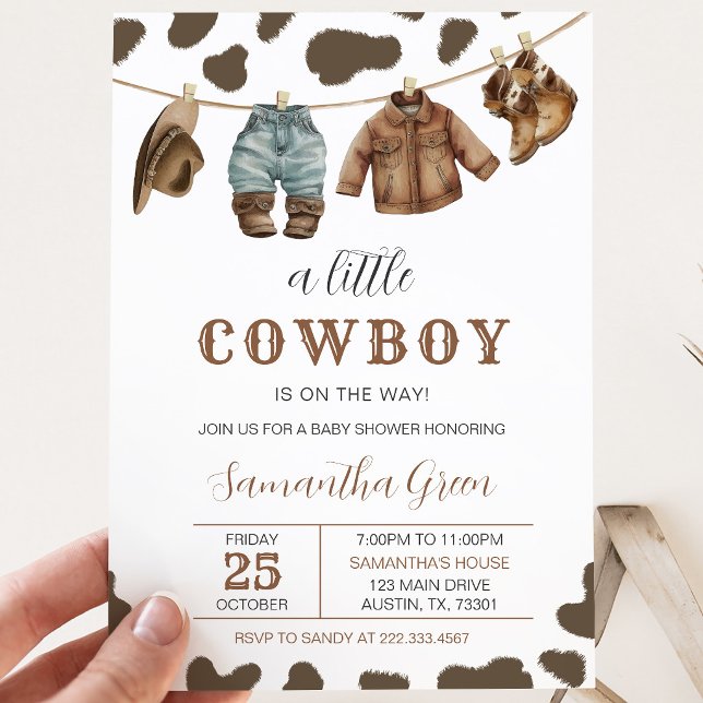 Convite Um Pequeno Chuveiro de Bebê Cowboy (Criador carregado)