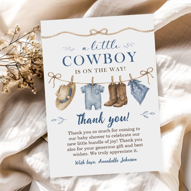 Convite Um Pequeno Chuveiro de Bebê Cowboy Menino (Criador carregado)
