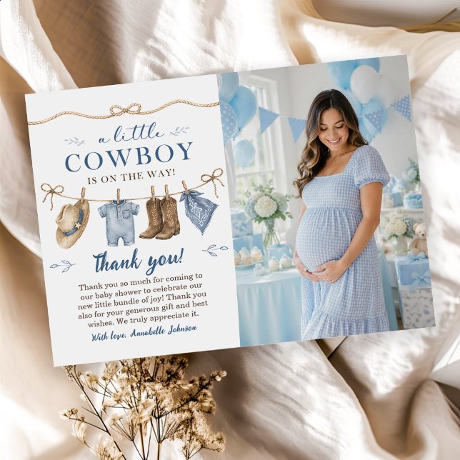 Convite Um Pequeno Chuveiro de Bebê Cowboy Menino (Criador carregado)