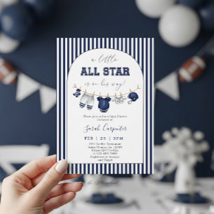 Convite Um pequeno Chuveiro de Bebê de Futebol All Star